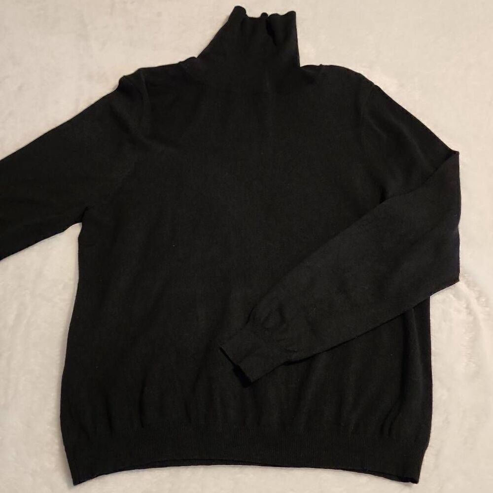 Linea by Louis Dell' Olio Women's Black Long Sleeve Turtleneck Sweater Size Larg
